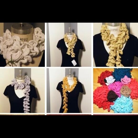 Angelas Designs NWT hand crocheted hot pink Boa scarf - Picture 6 of 8